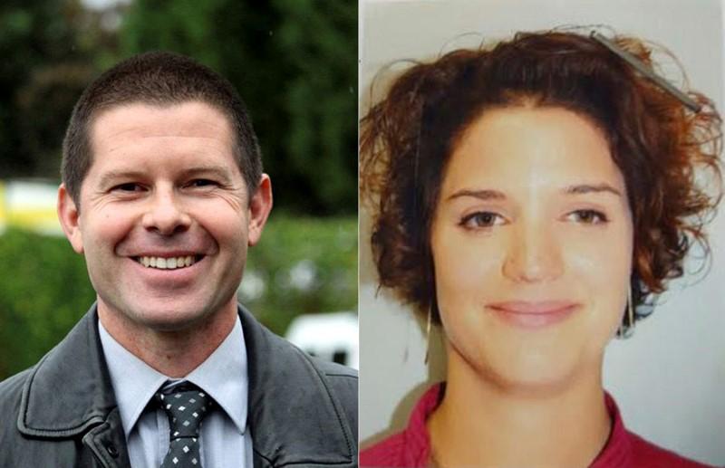 The undated portraits of two slain French police, posted June 14, 2016 on the social media page of France's Police Nationale, in accordance to their family wishes, are deputy police commander Jean-Baptiste Salvaing (L) and Jessica Schneider, administrative agent. POLICE NATIONALE/Social Media via Reuters