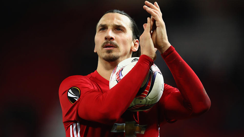 MANCHESTER, ENGLAND - FEBRUARY 16: Zlatan Ibrahimovic of Manchester United leaves the pitch with the match ball after scoring a hat-trick during the UEFA Europa League Round of 32 first leg match between Manchester United and AS Saint-Etienne at Old Trafford on February 16, 2017 in Manchester, United Kingdom. (Photo by Clive Brunskill/Getty Images)